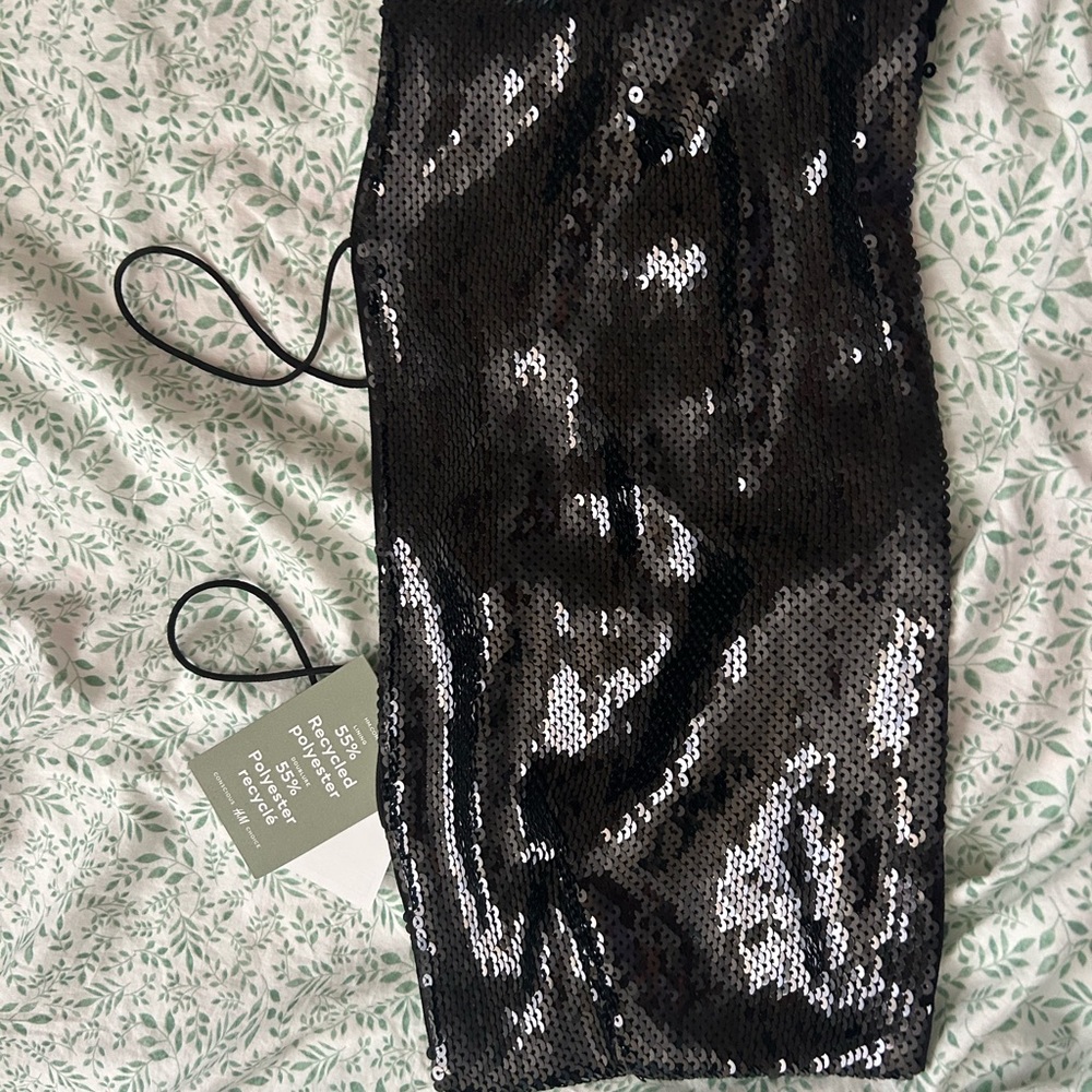 H&M Black Sequin Crop Top